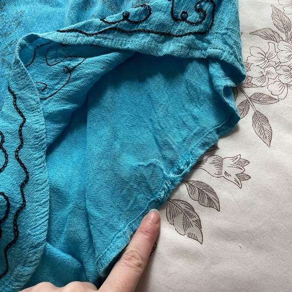 Shoreline Vintage Sleeveless Blue Rayon Maxi Dress 2X Beachy Vacation Breathable - Picture 5 of 11